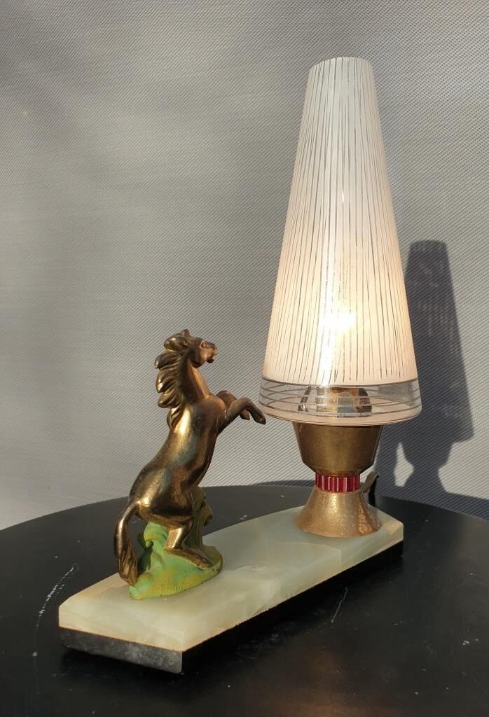 Art deco horse pitched bedside lamp 1930