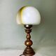 Portuguese wood and slag onyx glass table lamp 1960s