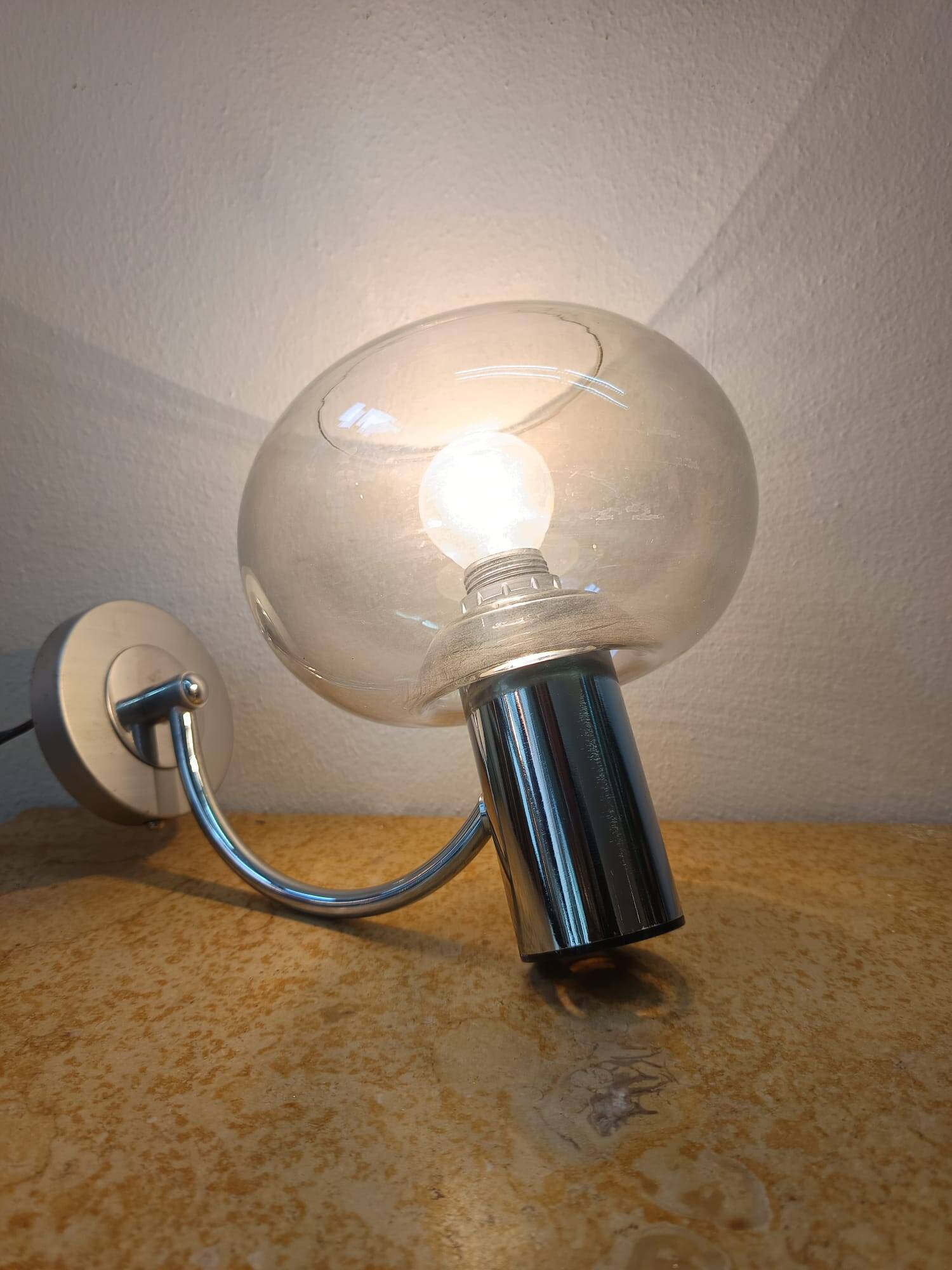 Vintage chrome metal wall light 1970s Sciolari style