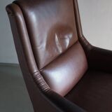 Brown leather lounge chair | Netherlands | 1980s