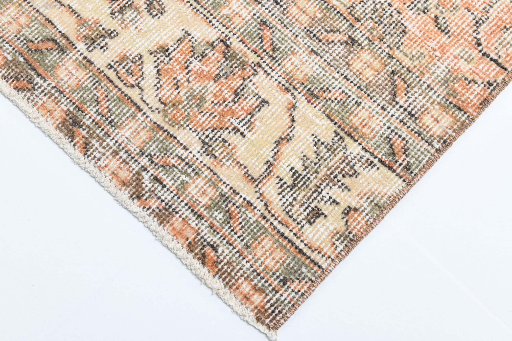 Tapis floral orange vintage, 340x85cm