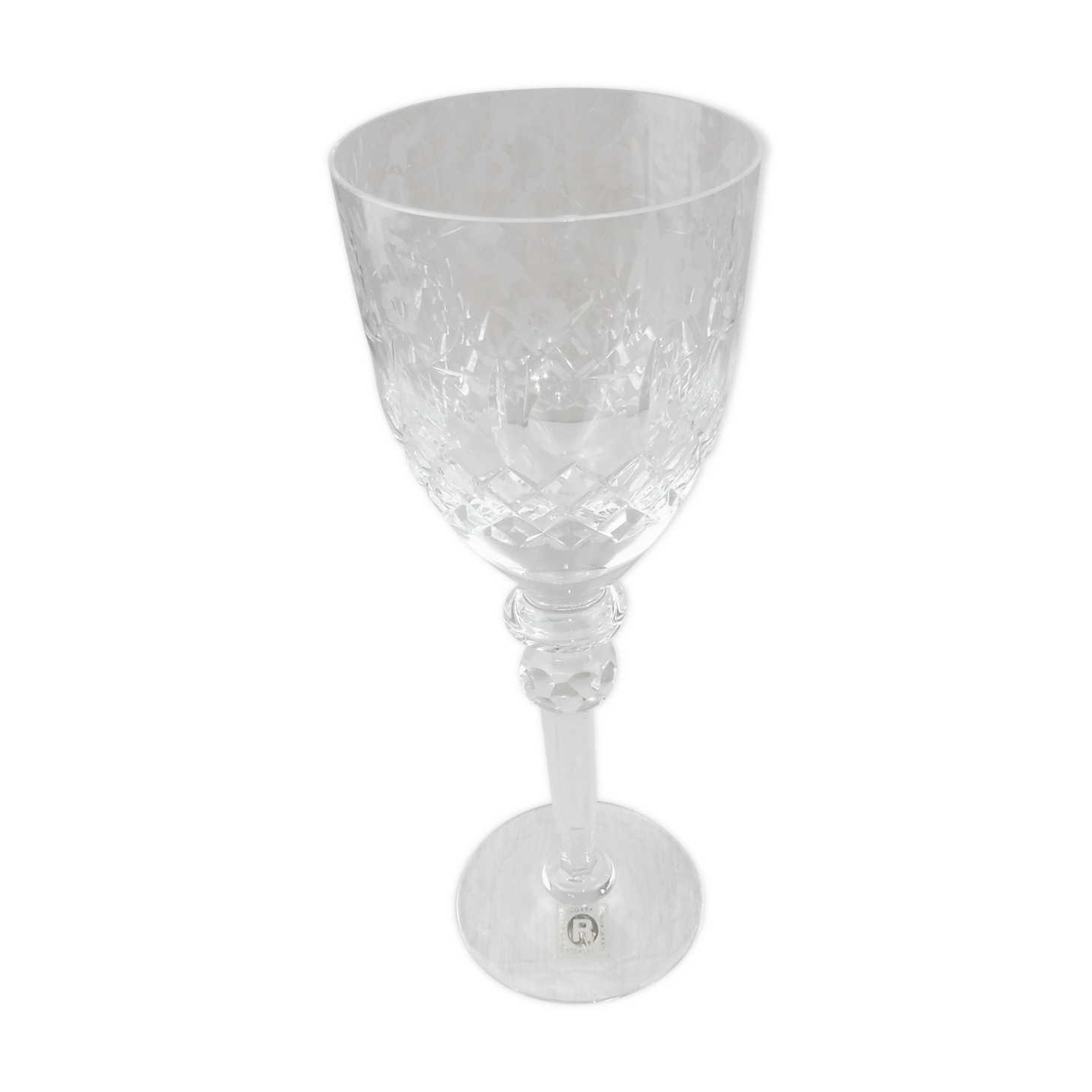 Former cut, engraved crystal water glass, Rogaska Gallia, Slovenia