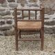 French antique turned wooden bobbin chair with rush seat