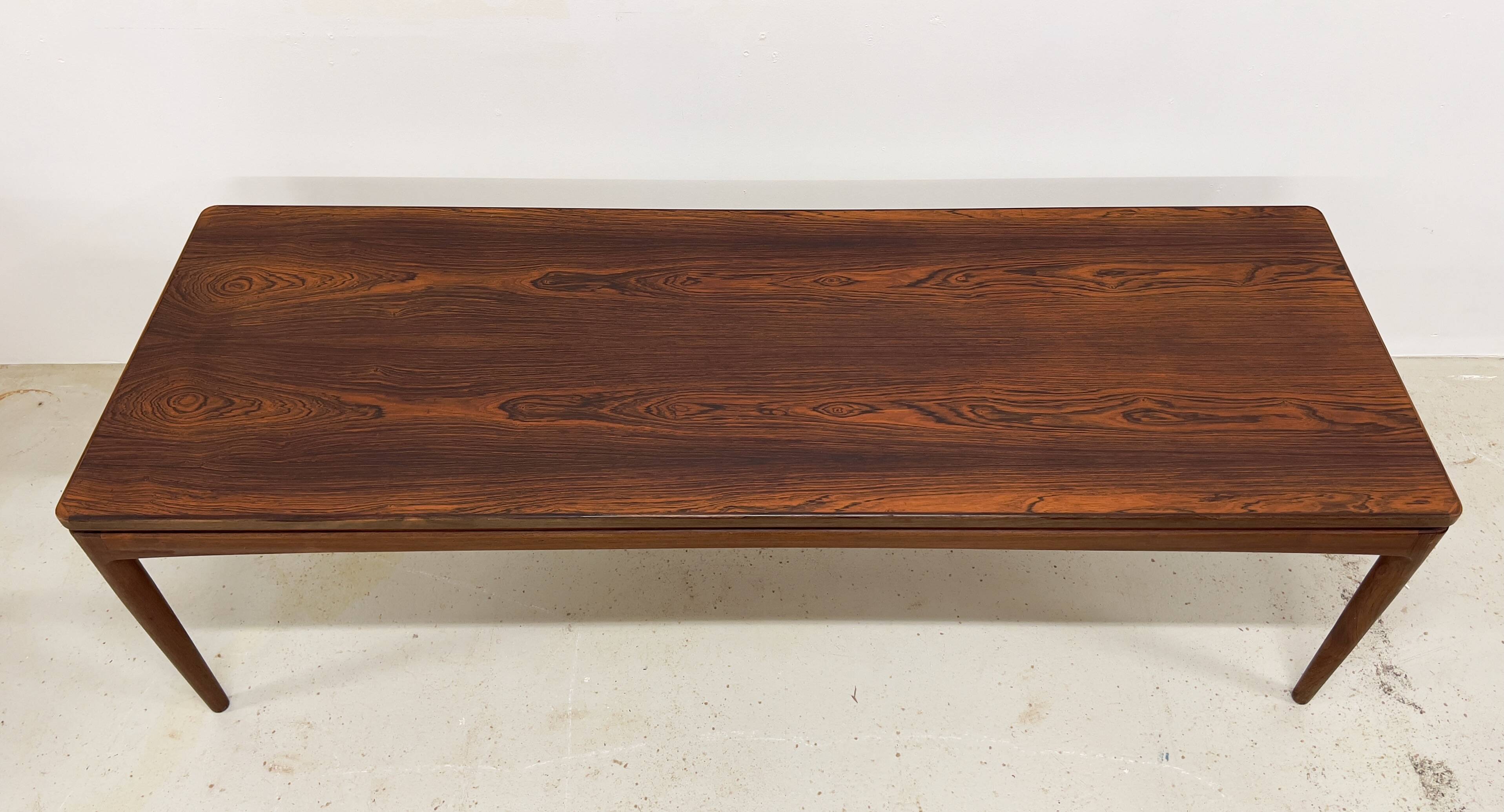 Danish long rosewood coffee table