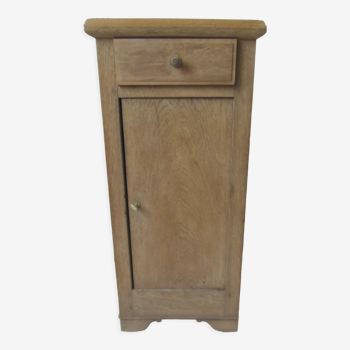 Antique bedside table in solid oak, 1 drawer, 1 door.