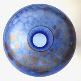 Mushroom lamp in blue glass paste spotted with brown/ochre