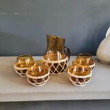 Amber glass and wicker lemonade service