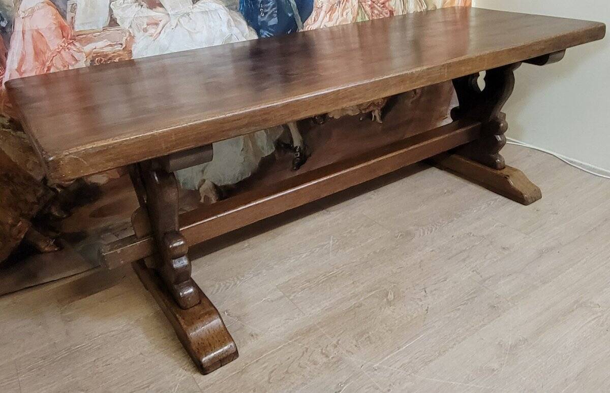 farmhouse or monastery table in solid oak, early 20th century