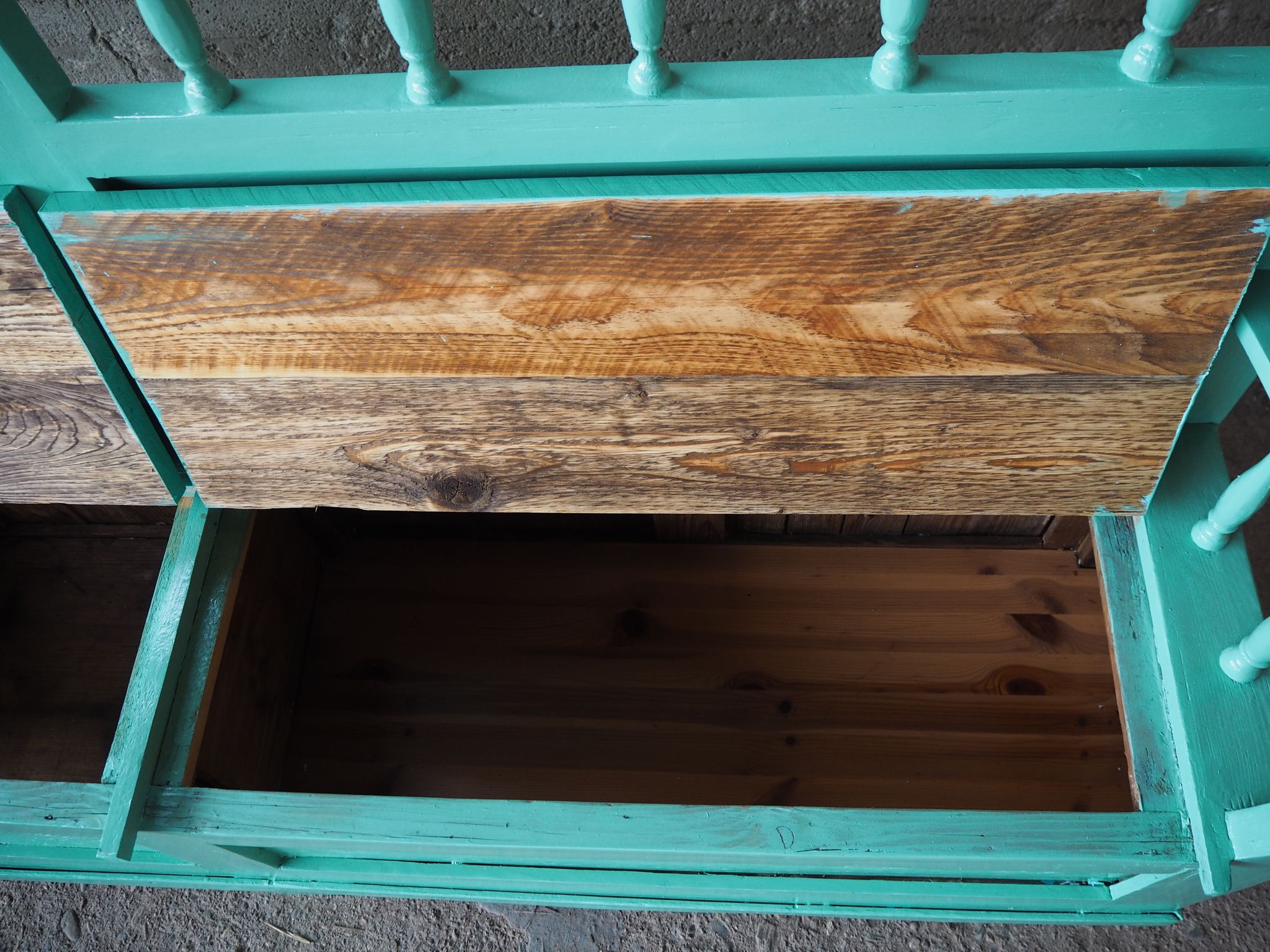 Banc en bois antique, années 1920