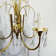 Lustre 5 lumières en laiton et cristal