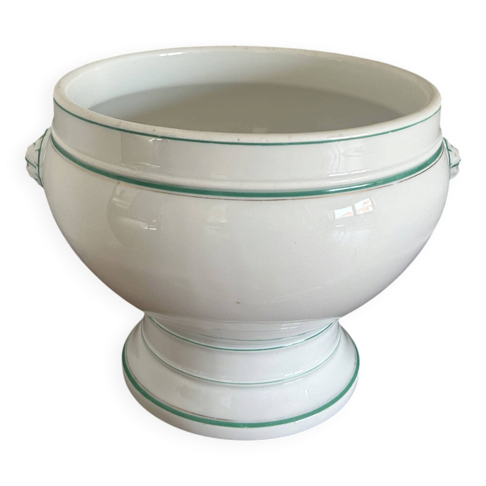 Jardinière ancienne en porcelaine Haviland Limoges – décor vert