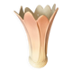 Vintage pink and white tulip vase in majolica, 1950s style.