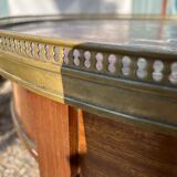 Mahogany hot water bottle table with brass net