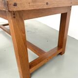 Large modernist farmhouse table in solid beech, thick dowelled top.