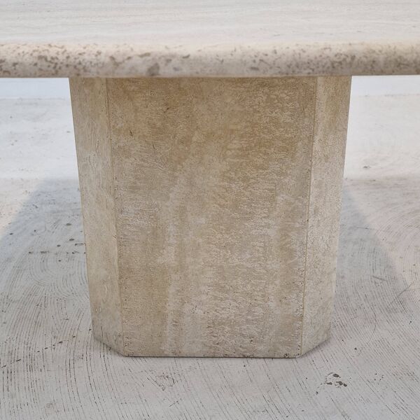 Table basse italienne en travertin, années 1980
