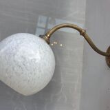 Brass wall lamp and cloudy glass Clichy art deco
