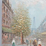 Huile sur toile vue de Paris Caroline Burnett