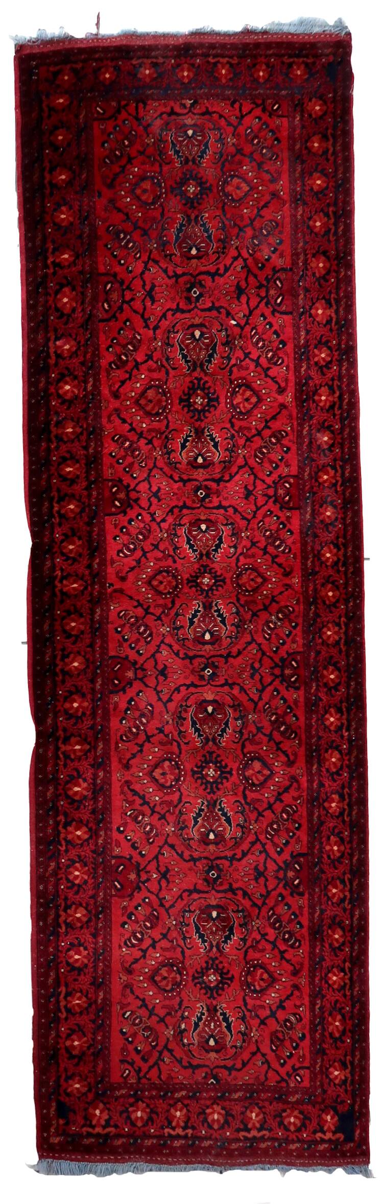 Tapis vintage afghan Ersari fait main en laine – 84 x 296 cm – Années 1970