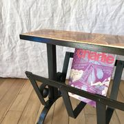 Magazine rack in ceramic and black, orange and brown iron from the 70s
