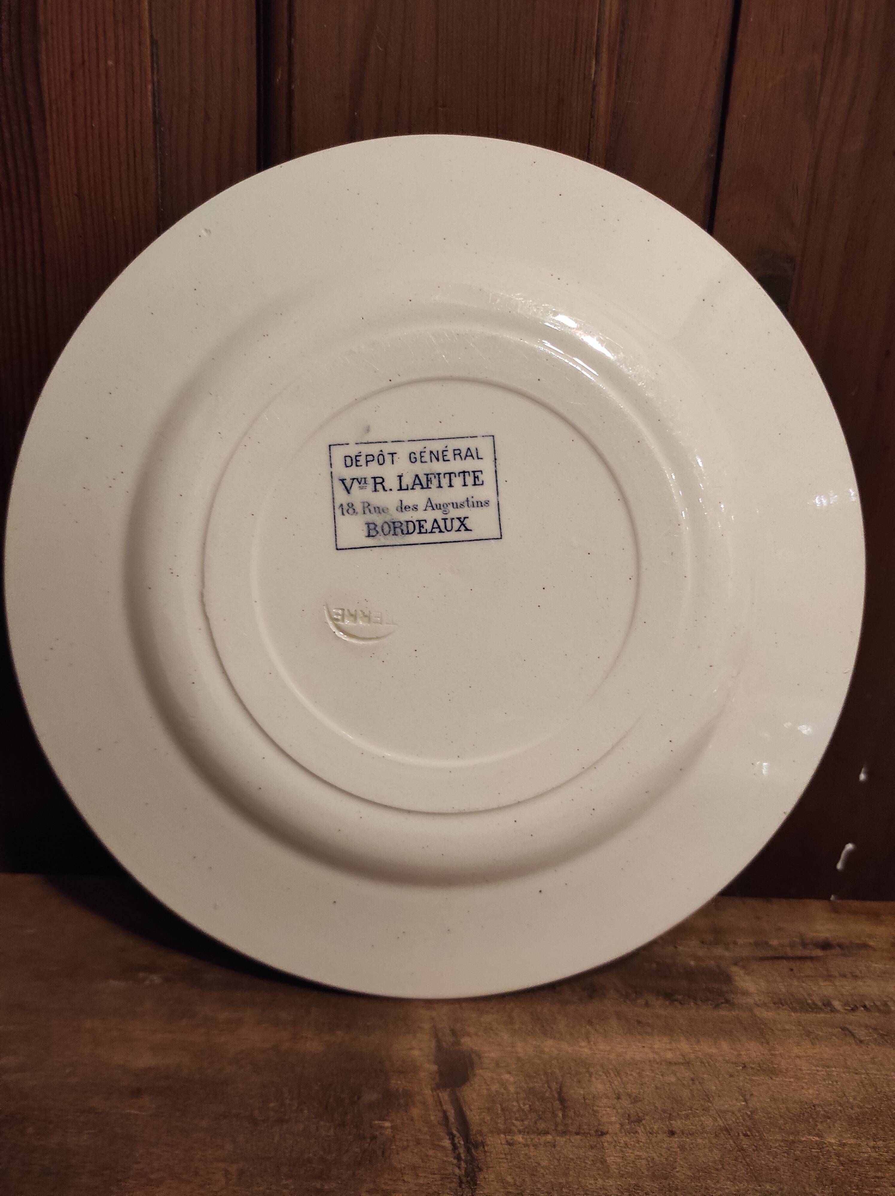 French vintage plate, R. Lafitte, Terre de Fer, Salins