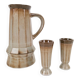 Cubist Studio Pottery Pitcher and Cups, 1950s, Set of 3