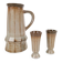 Cubist Studio Pottery Pitcher and Cups, 1950s, Set of 3