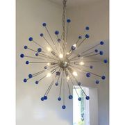 Contemporary blue “star” murano glass sputnik chandelier