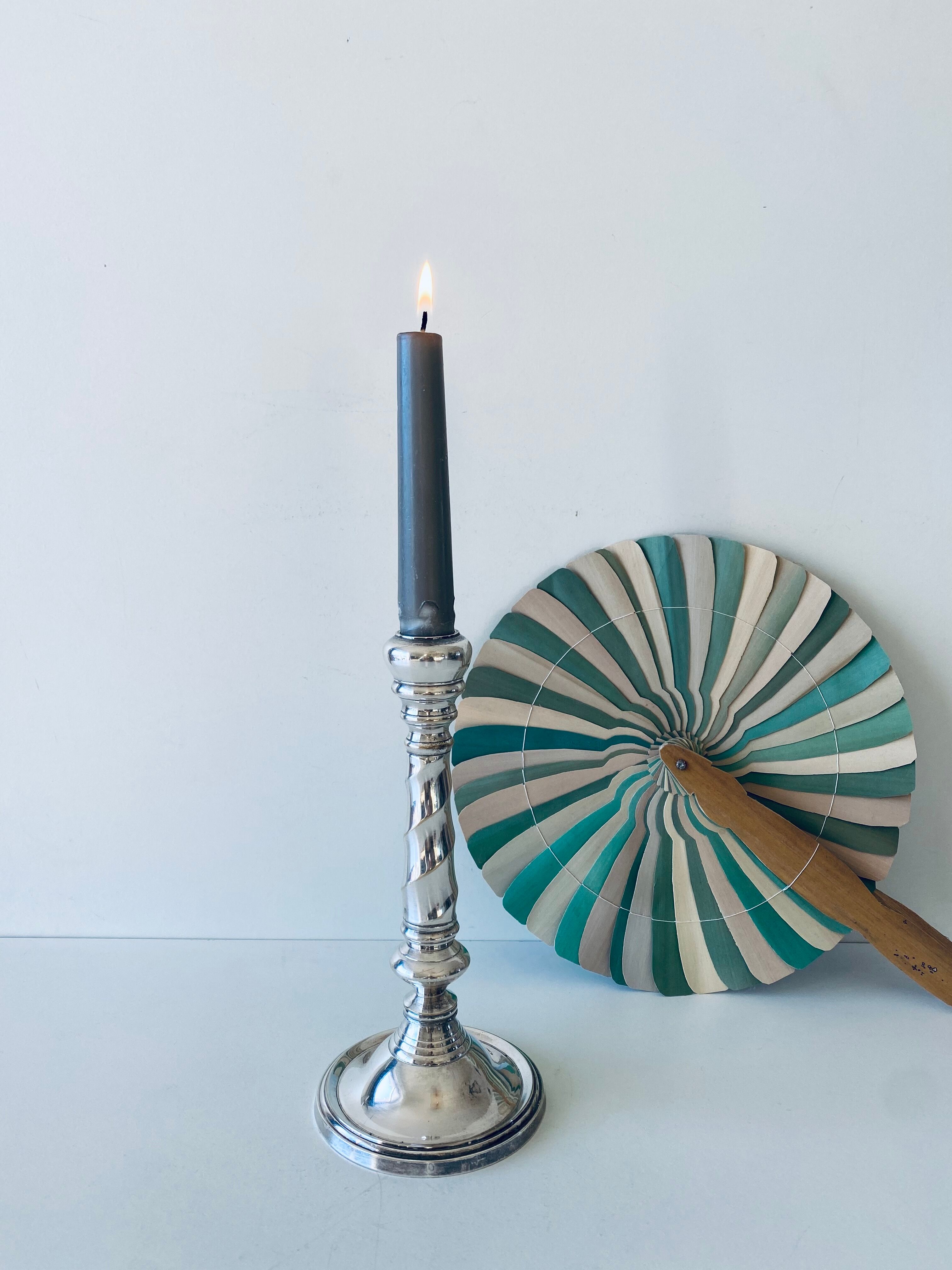 Twisted silver candle holder