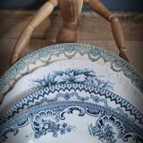 Quartet of mismatched blue plates