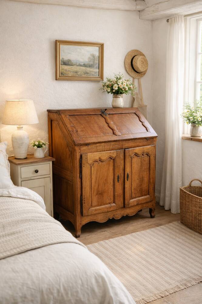 19th-century walnut secretary
