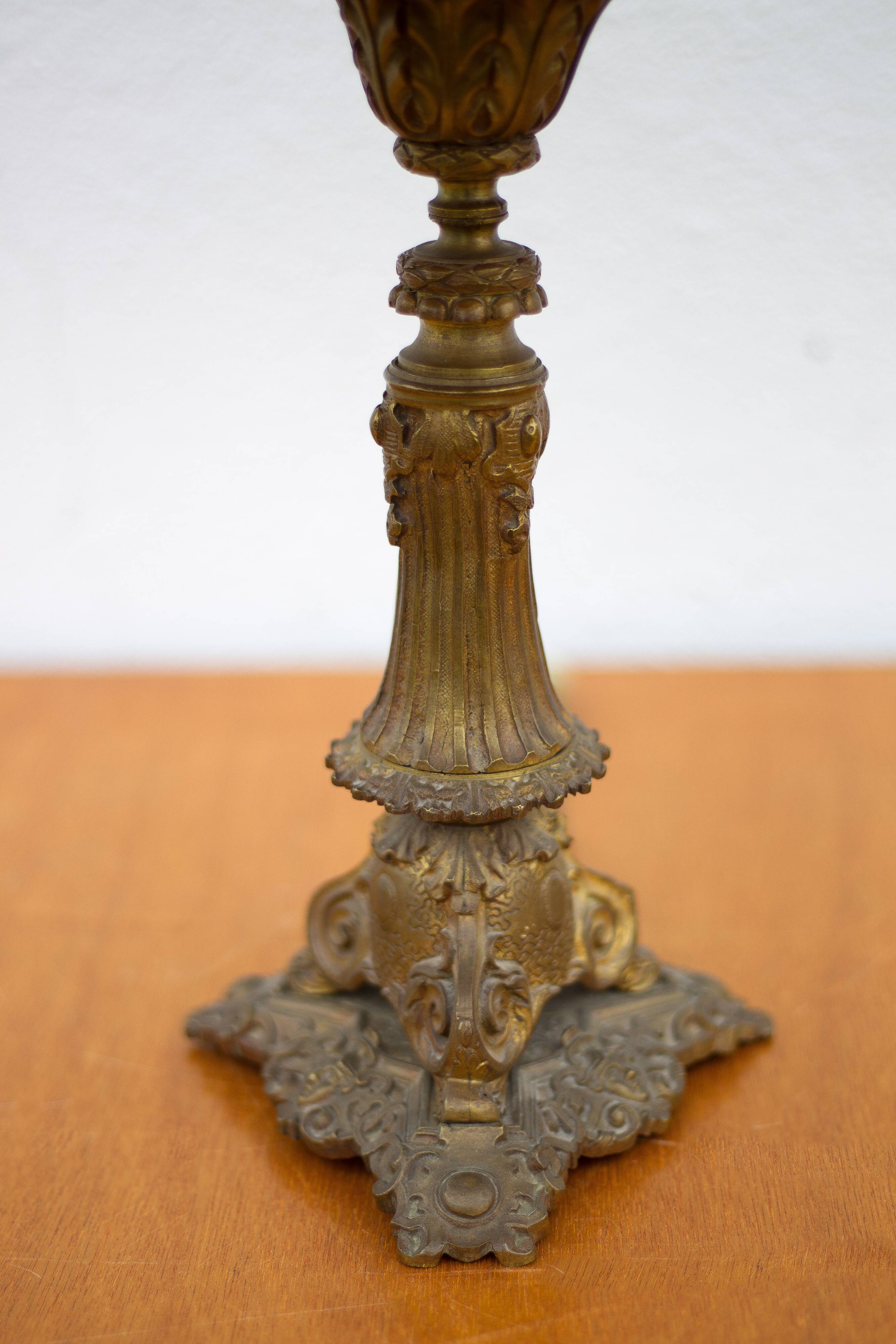 Bronze lamp with lampshade, bronze table lamp, living room lamp, lampshade lamp, accent lamp