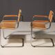 Paire de fauteuils cantilever en acier tubulaire style MG5 Grassi années 1970