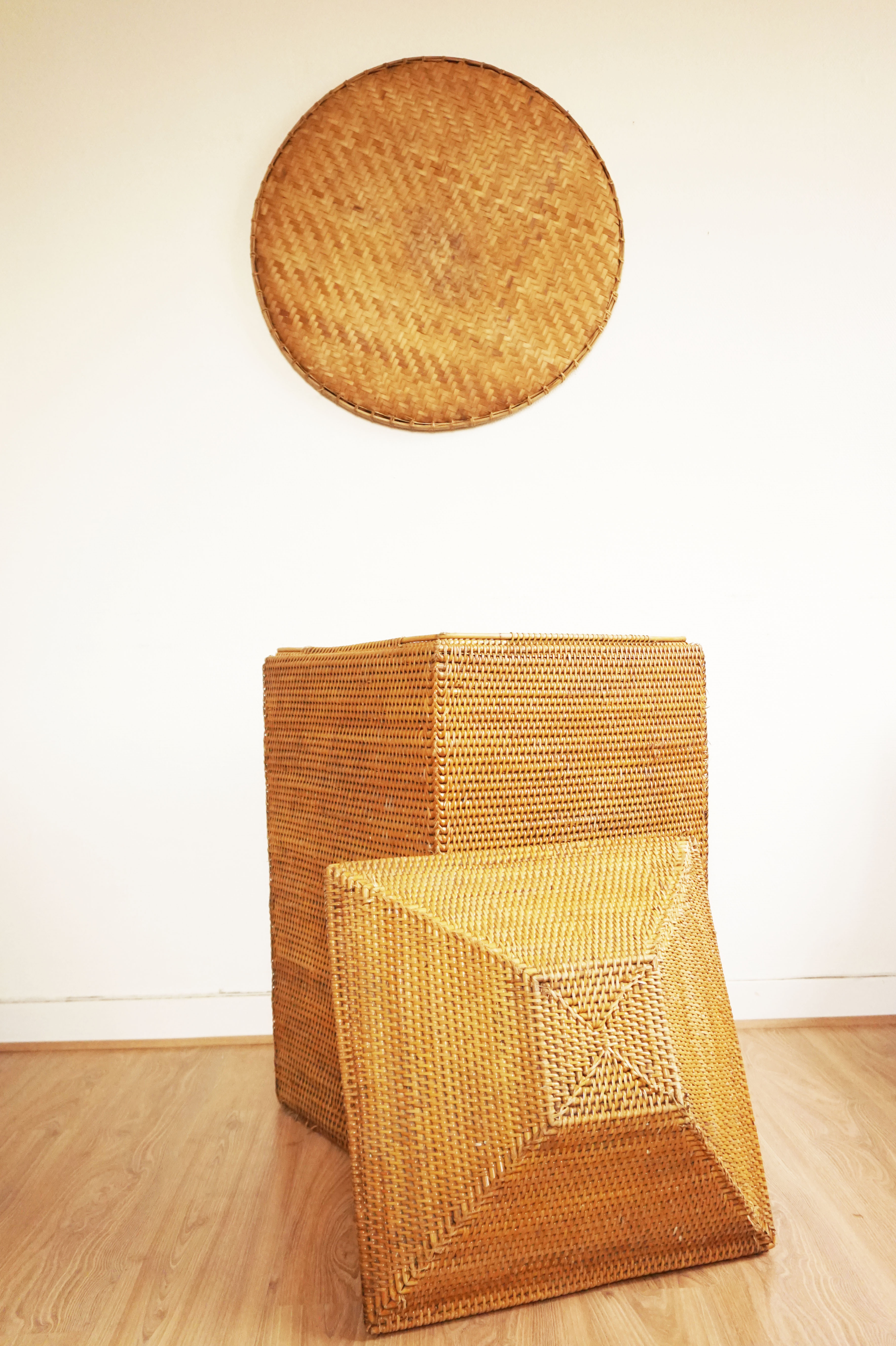 Vintage rattan and wicker storage box