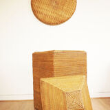 Vintage rattan and wicker storage box