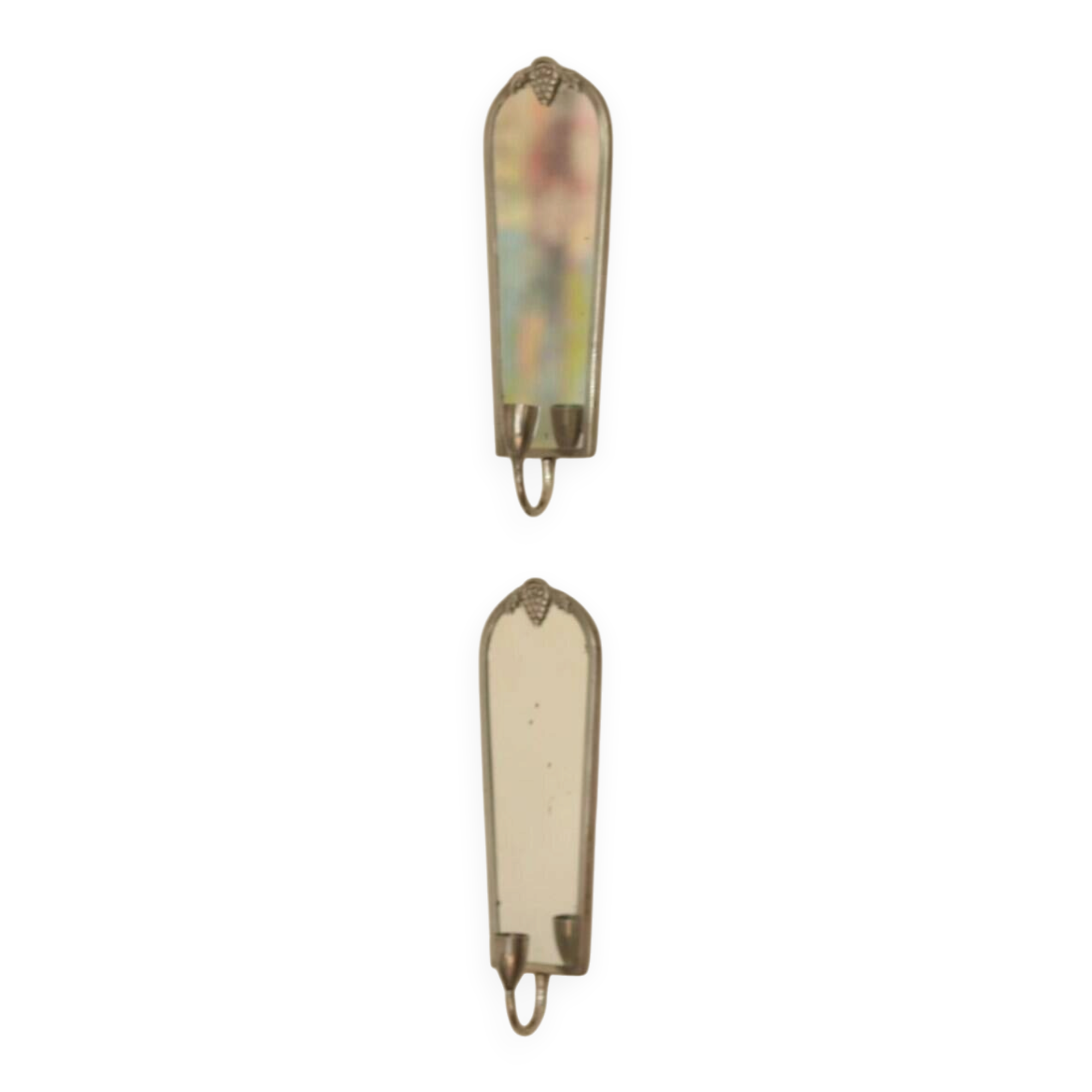 Pair of Mid Century Swedish Pewter Sconces with Mirror