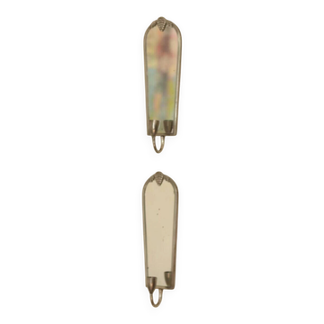 Pair of Mid Century Swedish Pewter Sconces with Mirror