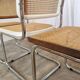 Set of 4 vintage cesca dining chairs / 2 brown 2 white / cane seat mid-century