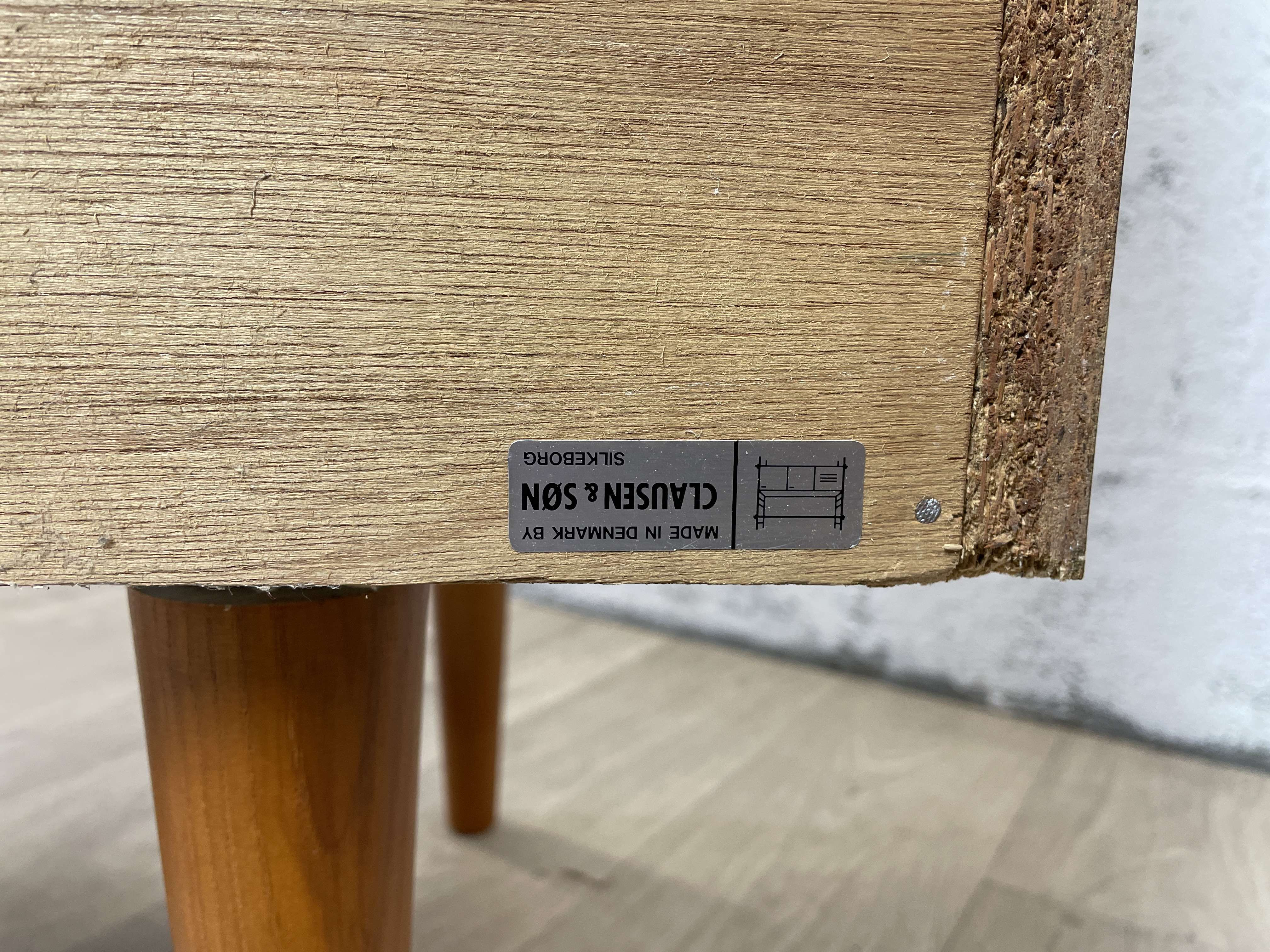 Large vintage Scandinavian teak row signed Clausen & Son, 60s