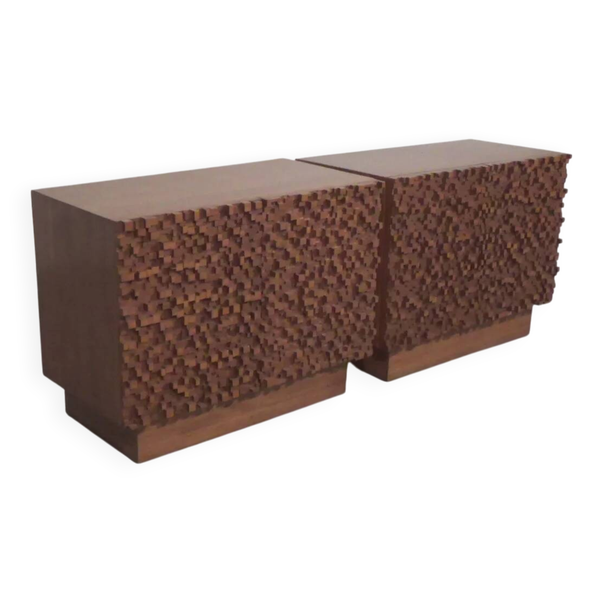 Contemporary pair of Brutalist sideboards made of solid wood