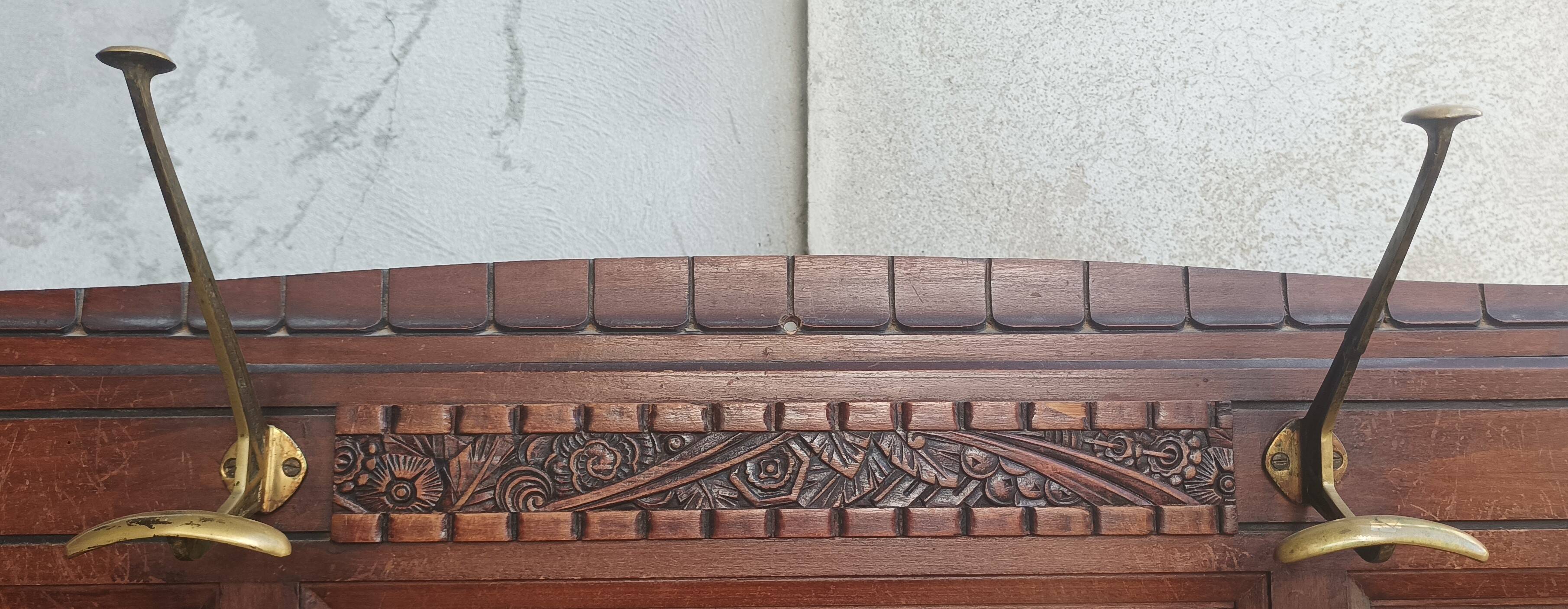 Art Deco coat rack in oak
