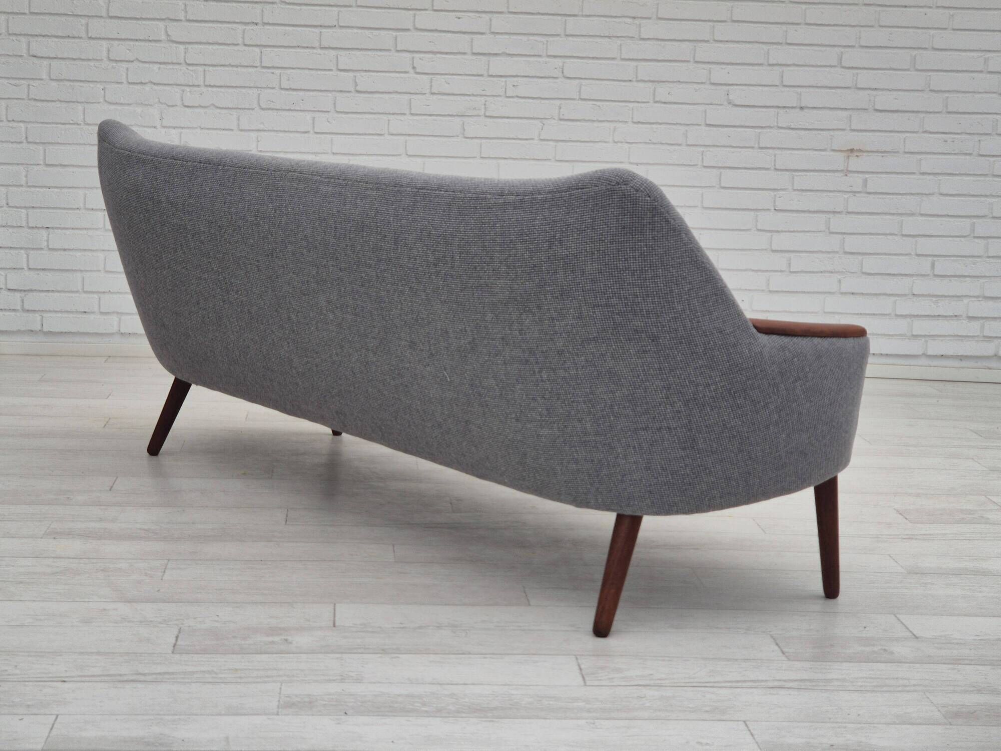 1960s, Danish sofa by Kurt Østervig model 58, completely reupholstered, furniture wool, teak wood.