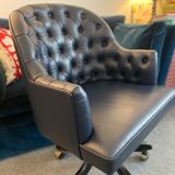 Chaise de bureau en cuir marine