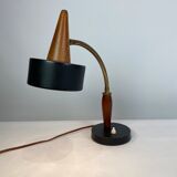 Table lamp of black metal and teak of Danish design, 1960s