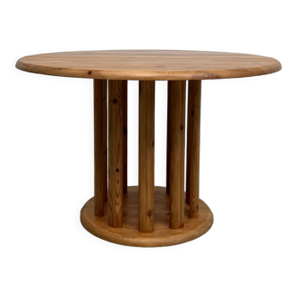 Table à manger circulaire en pin de Rainer Daumiller, années 70