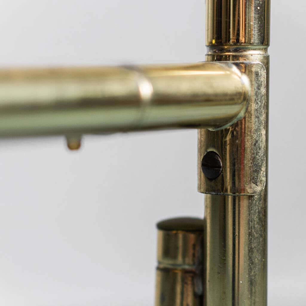 Showcase metal gilded smoked glass 70s vintage modern