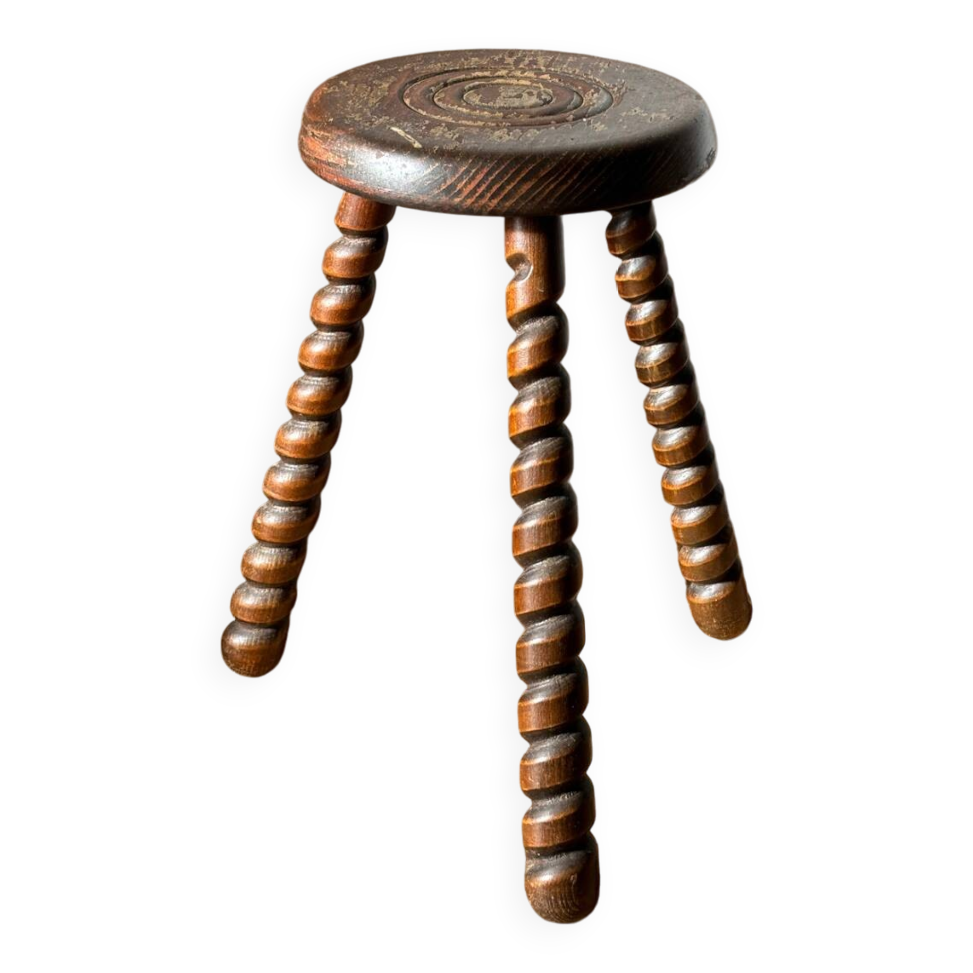 Turned wooden stool