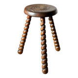 Turned wooden stool