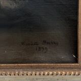 Oil on canvas portrait of a cat signed Henriette Barry 1899