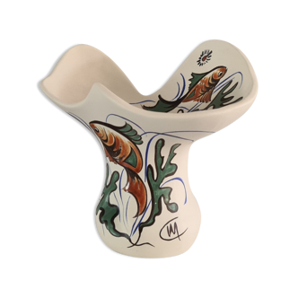 Vase Corolle, décor marin 1950