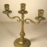 Three-light brass candlestick